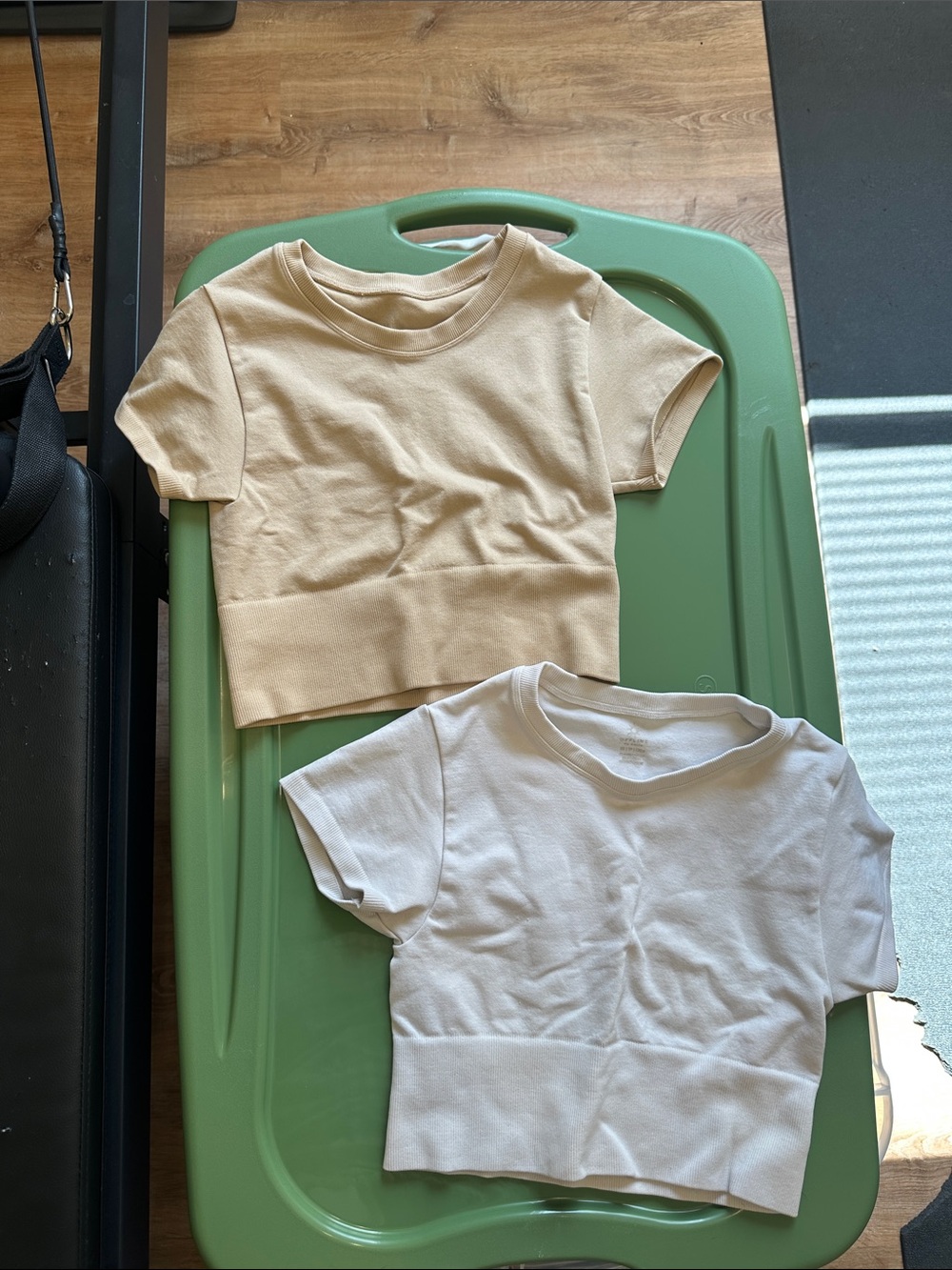 Aerie Offline Short Sleeve Crop Tees in Cream and White
